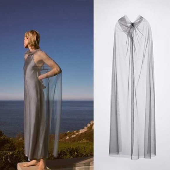 RUCHED TULLE CAPE - Picture 1 of 7